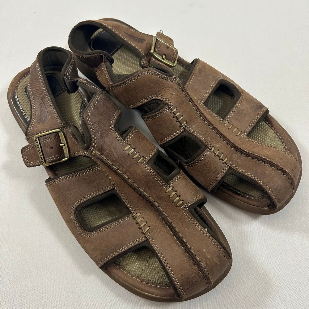 Red Wing Fisherman Sandals Mens 11 Brown Leather Buckle Strap 4151 Casual Rugged